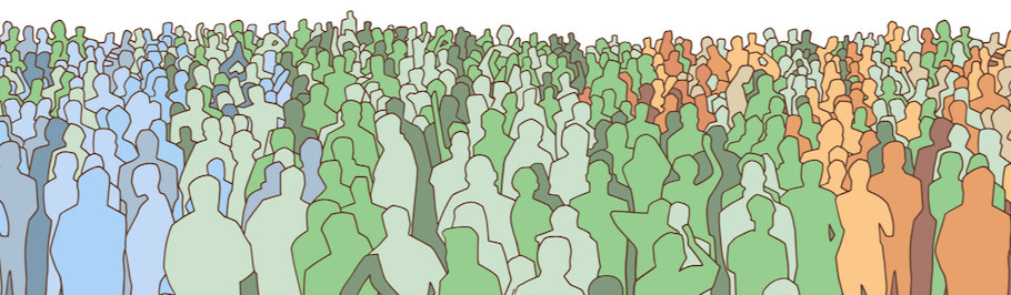Vector illustration of mass of people