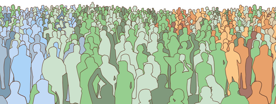 Vector illustration of mass of people